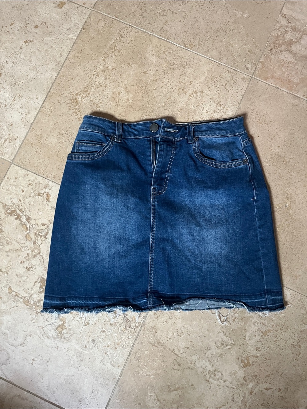 SALE (Brand new)Copper Key Dark Blue Denim Mini Skirt with Raw Hem